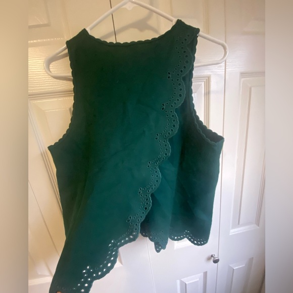 Sezane Dory Top Sleeveless Green Scalloped Hem - Picture 8 of 11